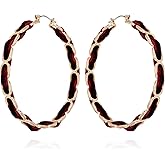 GUESS Rosegold and Plum Interwoven 2 Sided Velvet Hoop Earrings for Women