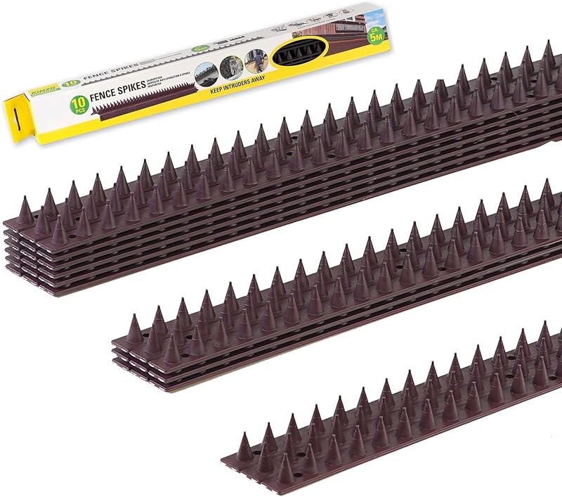GEEZY Anti Climb Spikes 10x50cm Brown Weatherproof Plastic Fence Deterrent