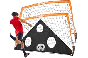 BOHEN 6x4FT/9x5FT Portable Soccer Goals Set of 2, with Carry Bag - Easy Folding Lightweight Fun for Outdoor Indoor Training Games for Kids Youth Adult