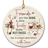 Funny Friend Christmas Ornaments 2025 - Bestie Ornament, Friend Gifts for Women, Men, BFF, Coworkers, Work Friends, Soul Sister - Double-Sided Ceramic Friendship Ornament for Tree Decor