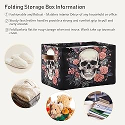 WELLDAY 2PCS Storage Basket Black Rose Skull Large