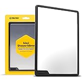 TOOLETRIES Hugo Maxi Large Shower Mirror for Shaving &ndash; Charcoal | Fog-reducing shatterproof shower mirror with a reusable wall mount for a clear view while shaving.