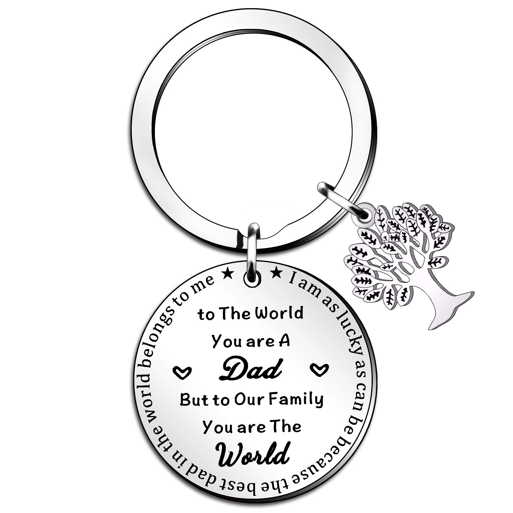QMVMV Dad Keyring to The World You are A Dad But to Our Family You are The World Key chain Gift for Men Papa Father from Son Daughter