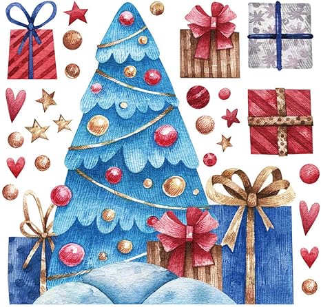 Amazon Co Jp ウォールステッカー クリスマス Christmas Xmas 飾り 30 30cm Ssize シール式 装飾 オーナメント ツリー リース Xmas Xmas Diy サンタ パーティー クリスマス ウォールステッカー 青 ツリー プレゼント ホーム キッチン