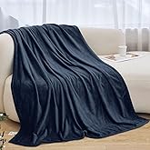Swiftify Twin Fleece Blankets for Women, Silky Flannel Fuzzy Blanket for All Season, Cozy Lightweight Blanket for Couch, Bed, Sofa, 60" x 80", Navy Blue, Twin
