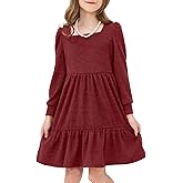 JiAmy Toddler Dress Little Girls Long Sleeve Sweater Knit Fall Winter Casual Tiered Dresses with Pocket
