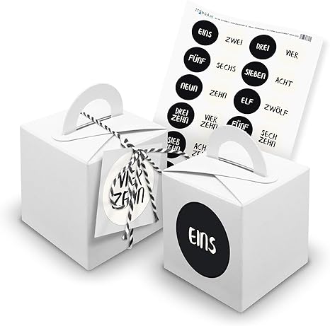 Itenga Calendrier De L Avent Vierge Avec 24 Boites Blanches Decoratives Noires M X 2 Mm Et Etiquettes Blanches Numerotees De 1 A 24 Chiffres Ecrits En Noir Et Blanc Amazon Fr Cuisine Maison
