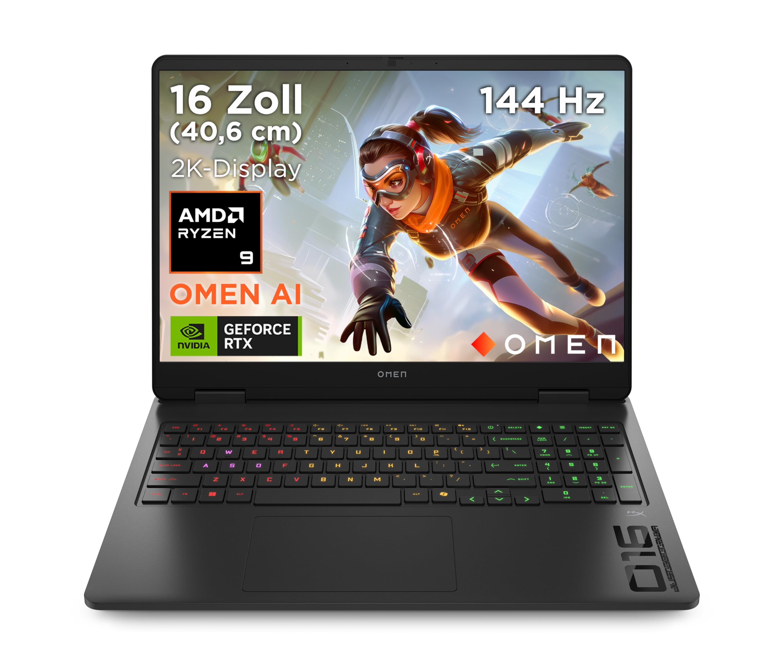 OMEN Gaming Laptop, 16" WUXGA Display 1920×1200, 16:10, 144Hz, AMD Ryzen 9 8940HX, NVIDIA GeForce RTX 5070, 32GB RAM, 1TB SSD, Win 11, 4-Zonen-RGB-QWERTZ Wi-Fi 6, Shadow Black, inkl. 3 Monate GamePass