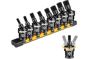 BOEN 8-Pieces Universal Hex Bit Driver Impact Socket, 1/2" Drive SAE Size (1/4", 5/16", 3/8", 7/16", 1/2", 9/16", 5/8" and 3/