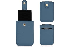 Unaone Slim Minimalist Wallet - Pull-Out Card Organizer, Soft Leather Card Case Rfid Blocking Wallet Credit Card Holder, Front Pocket Wallet for Women Men (Blue)