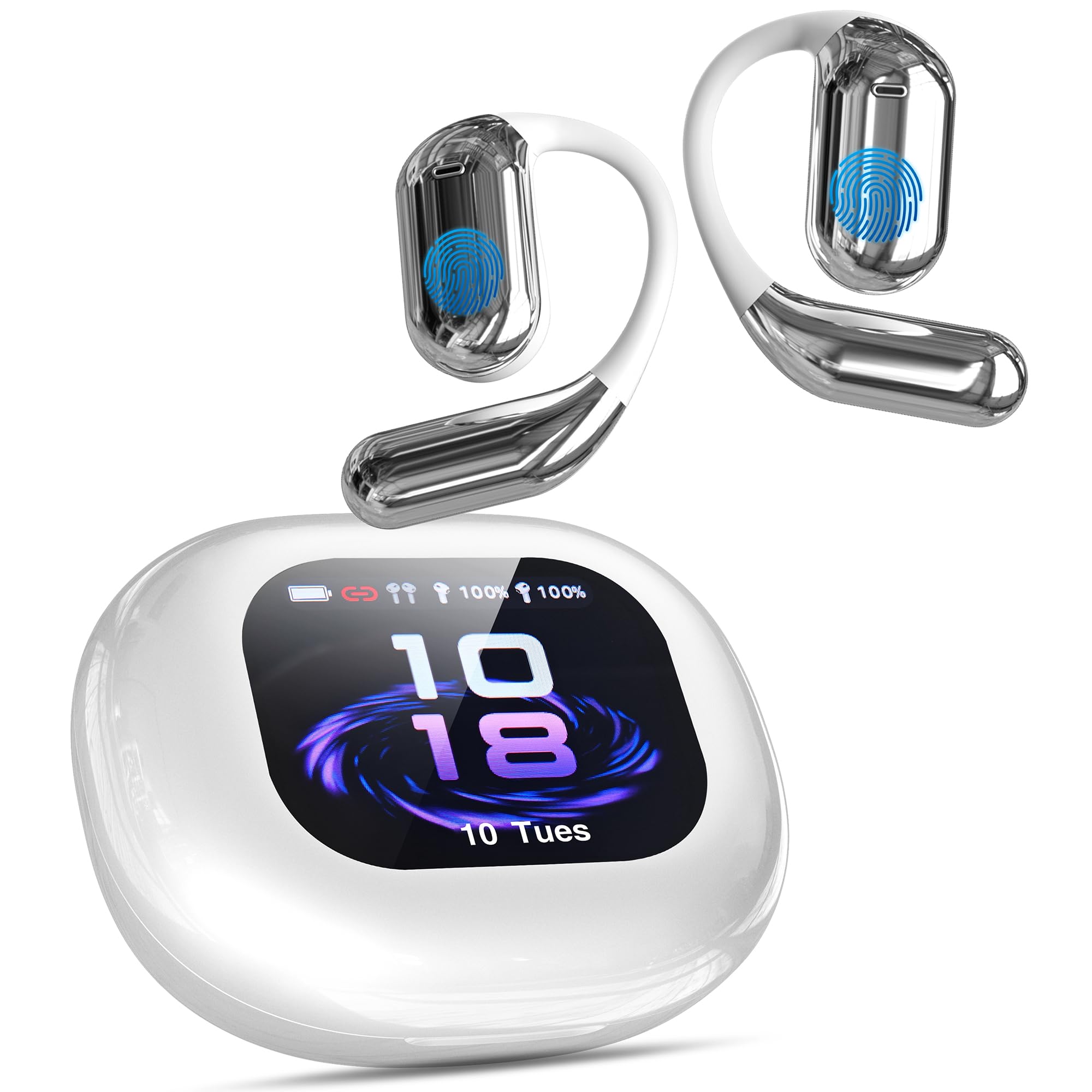 Photo 1 of Language AI Translator Earbuds Real-time: 3-in-1 Translation Earbuds Two-Way Translating Earbuds with 144 Languages & Accents, Watch Earphones fit iOS and Android for Travel and Business (White)