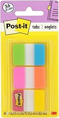 Post-it Tabs, 1 in Solid, Aqua, Yellow, Pink, Red, Green, Orange, 6/Color, 36/Dispenser (686-ALOPRYT)