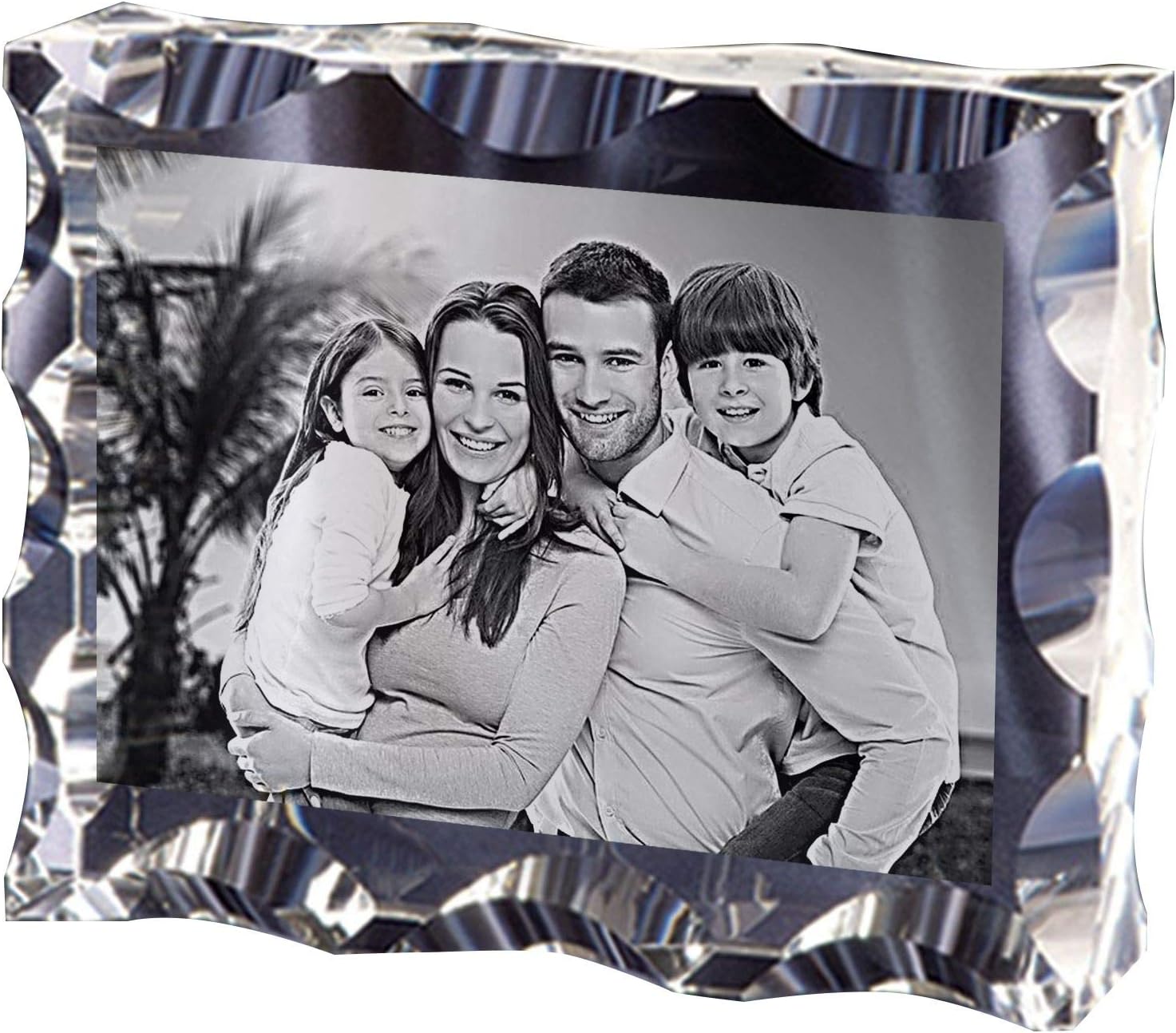 Lazertek-1316 Custom B&W Photo Laser Engraved Inside Crystal Memories Block, Personalized for Birthdays, Christmas, Mother's Day, Valentine's Day or Any Other Special Occasion