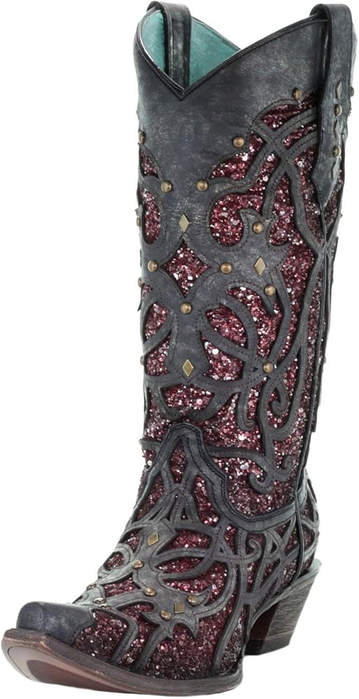 corral women's black glitter inlay boot