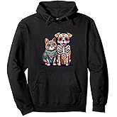 Halloween Dia de los Muertos Sugar Skull Skeleton Dogs & Cat Pullover Hoodie