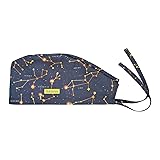 Printed Scrub Hat with Starry Night Design for