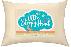 Little Sleepy Head Youth Pillow, 16x22, Organic Cotton Shell, Down-Like Fill