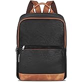SYTRAH Leather Backpack for Women, Vintage 15.6 inch Laptop Backpack Purse for Women, College Casual Backpacks Ladies Computer Bags for Travel Business Work Black Brown