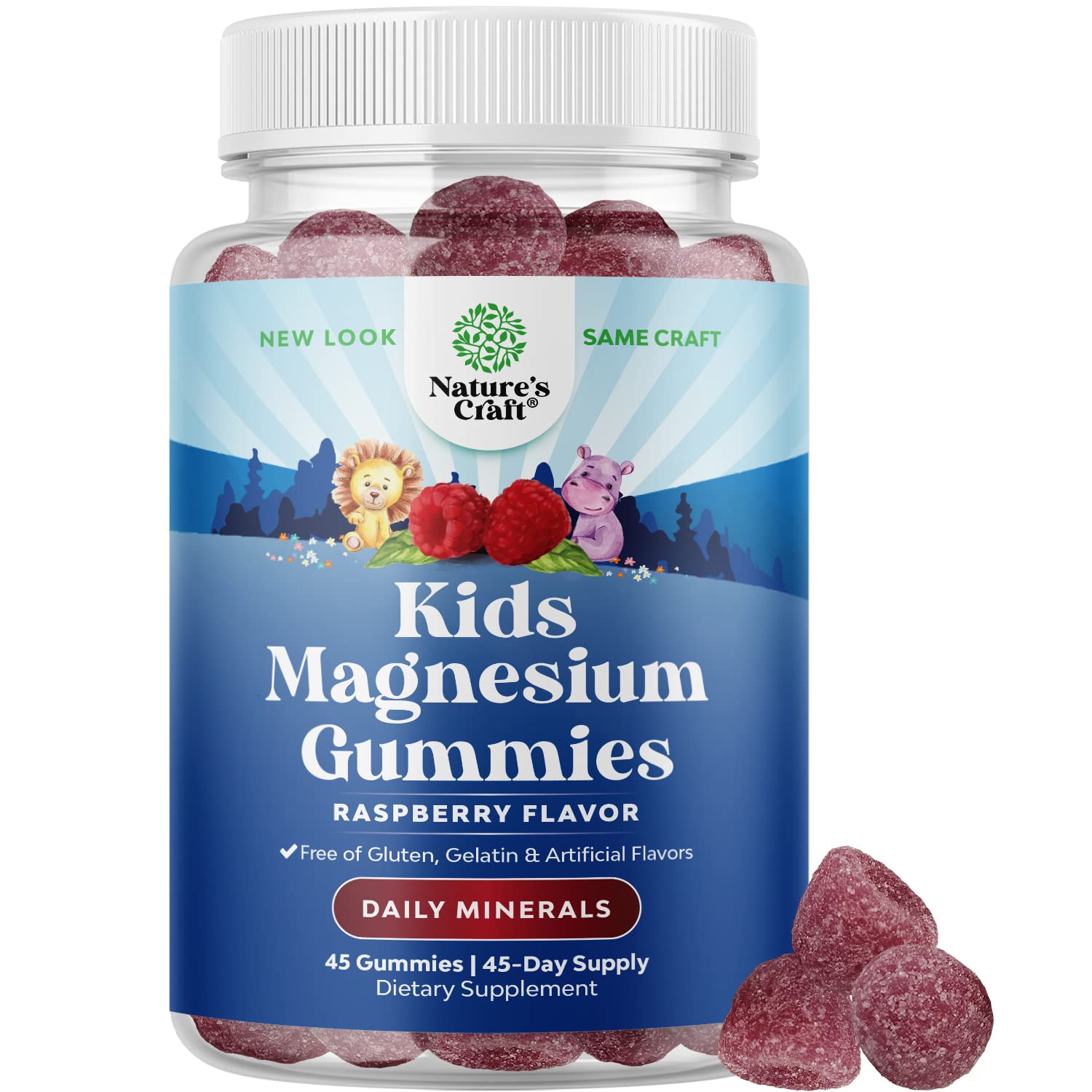 Photo 1 of Kids Magnesium Gummies - Calm Relaxing Mg Citrate Supplement with Raspberry Flavor - Calm Magnesium Supplement for Nerve Health Muscles & Heart Support - Mag Citrate Gummies - 45 Count Pack