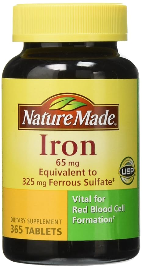 Nature Made Iron 65 mg Equivalent to 325 mg Ferrous Sulfate 365 Tablets