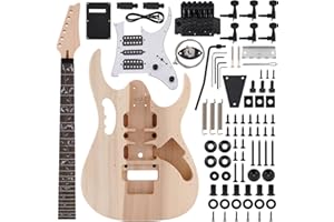ZEFF DIY Electric Guitar Kit with Basswood Body,6 Strings Electric Guitar Kits W/Maple Neck, Rosewood Fretboard, H-S-H Pickups, All Accessories Included,Floyd-rose Bridge System