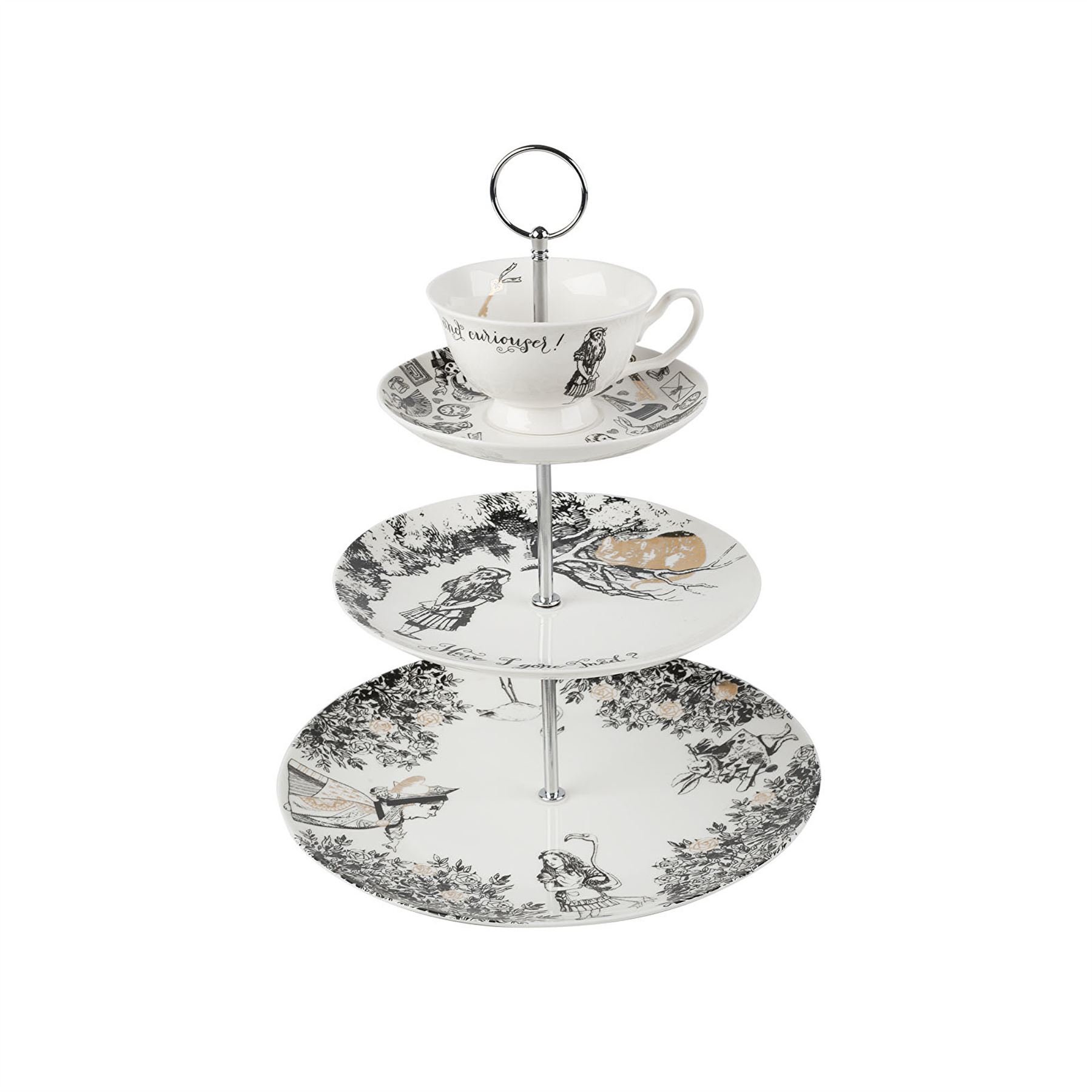 Victoria & Albert V&A Alice in Wonderland 3-Tier Cake Stand, White