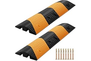 AIRBANK 2Pcs 39.3" Rubber Speed Bump, 2 Channel Modular Speed Bump Rated 66000 Lbs Load Capacity, Speed Humps with 8 Bolt Spikes Anchors, Speed Bumps for Road and Driveway