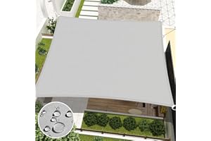 FLORALEAF Sun Shade Sail 16' X 16' Rectangular Waterproof Sun Sail UV Block Canopy for Outdoor Patio Lawn Garden Backyard, Light Grey