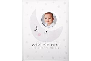 C.R. Gibson Little Moon First 5 Years Gender Neutral Baby Memory Book, 8.75" W x 11.3" L with 48 Guided Pages, Multicolor