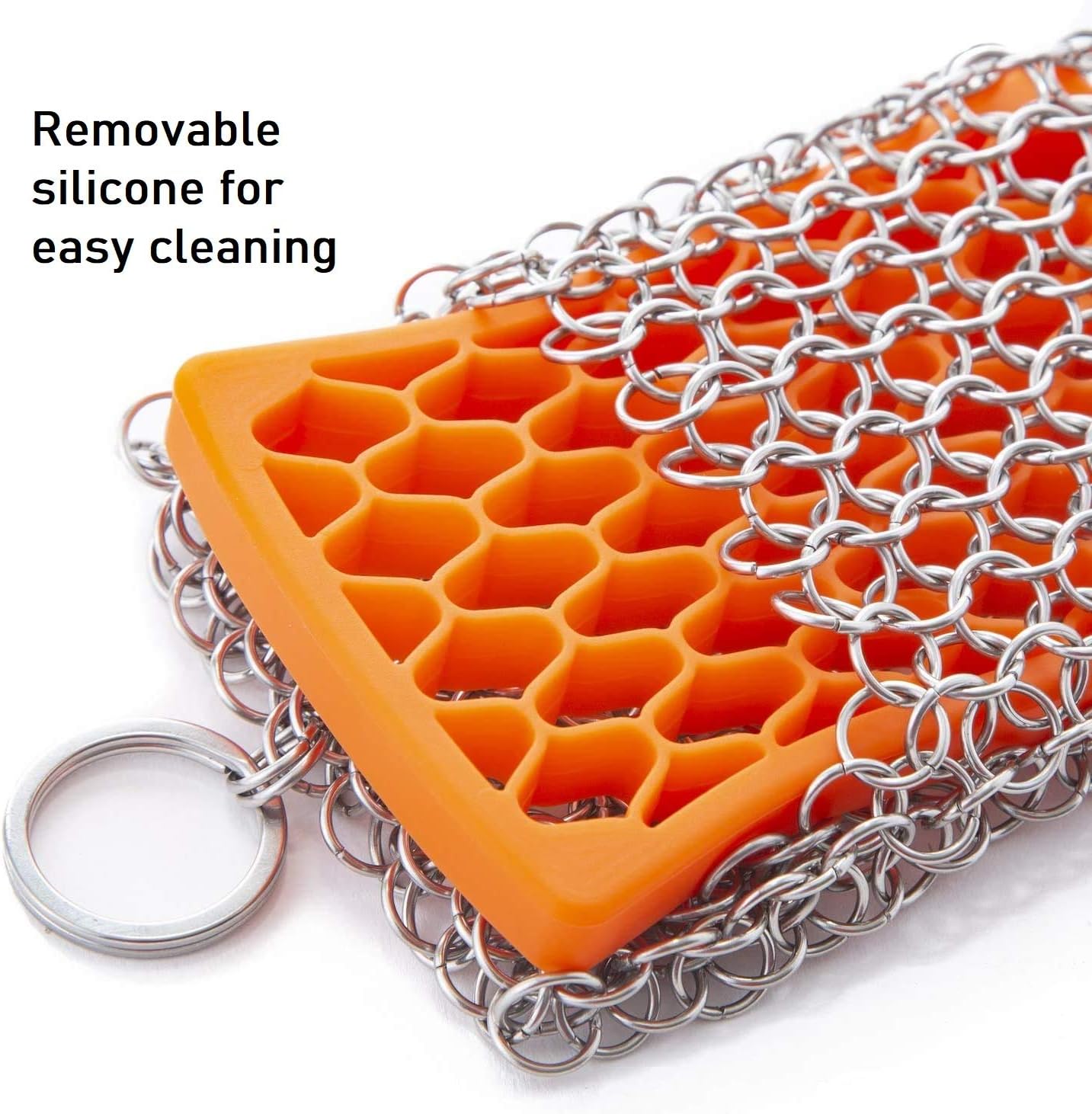 B&L The Original Cast Iron Scrubber & Cleaner Chainmail Scrubber with Silicone Insert Life Time Warranty: Home & Kitchen
