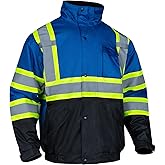 FONIRRA Mens High Visibility Jacket Waterproof Reflective with Hood Hi Vis Winter Jacket Safety Work Construction Coats