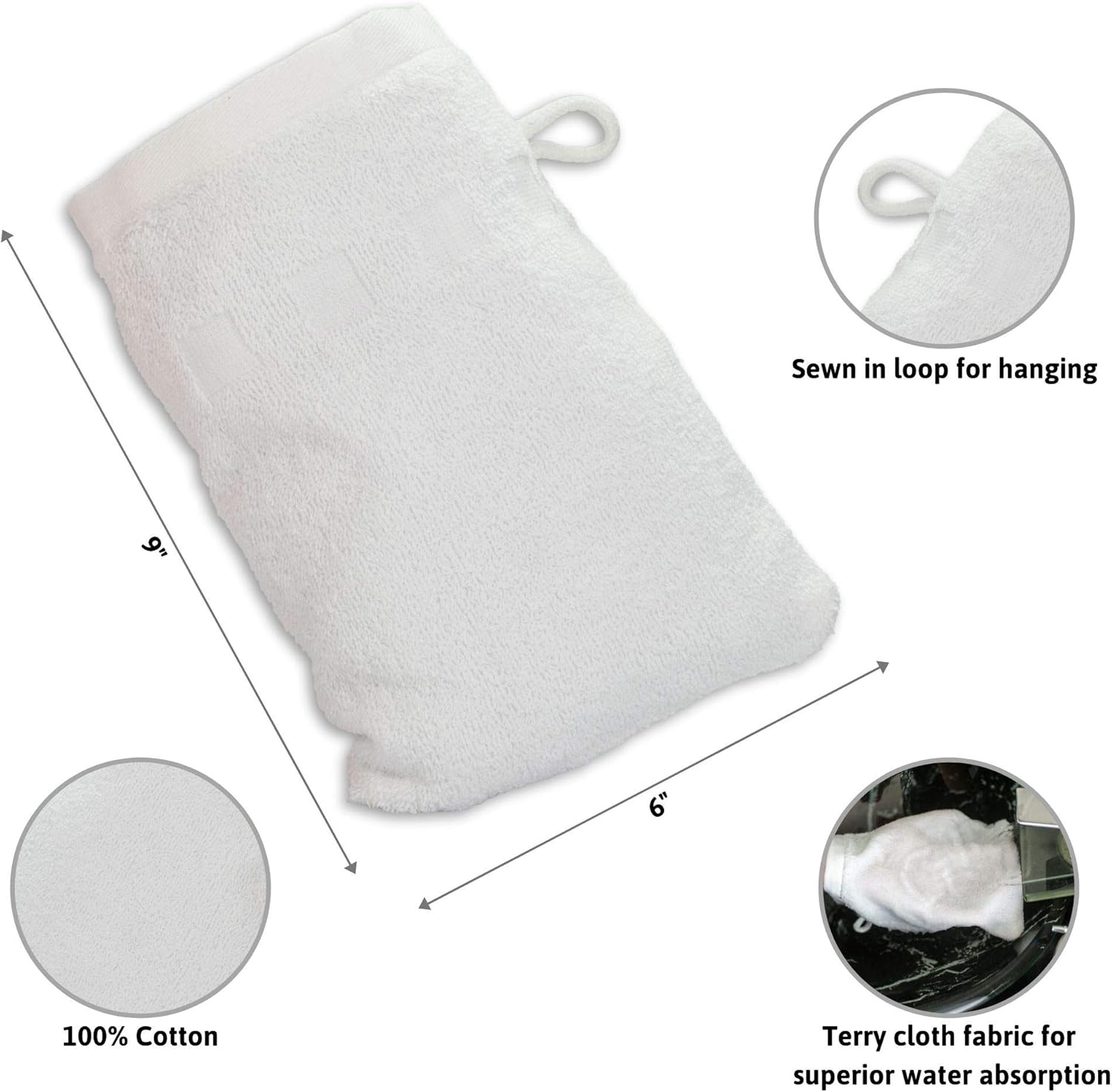 Made Easy Kit Bath Mitts - Pack of 6 - (15.24 CM x 22.86 CM) European Style Washcloth by MEK (Charcoal, 15 CM x 23 CM) - Image 5