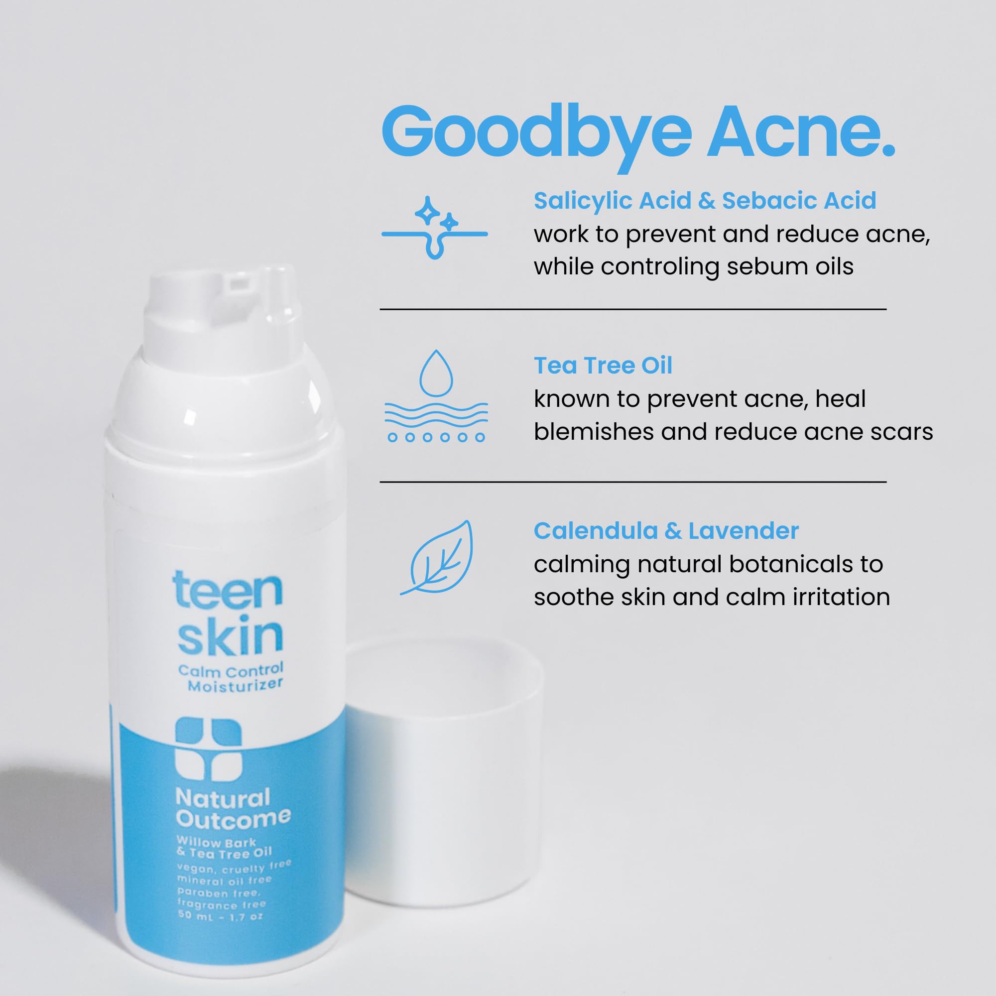Teen Skin Moisturizer | Gentle, Non-Toxic Acne Treatment for Boys & Girls | All Skin Types | 50 ML