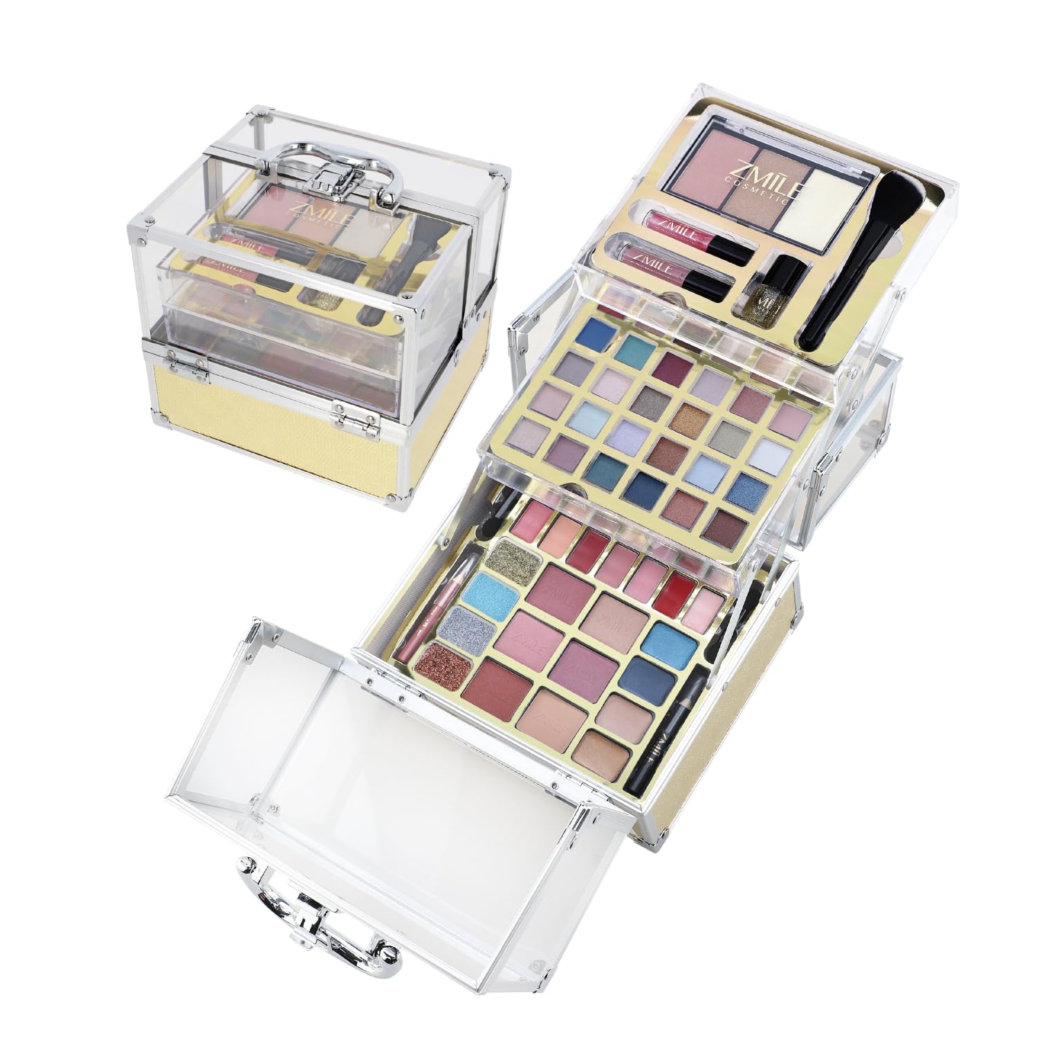 ZMILE COSMETICS Glam Transparent Cosmetic Case Vegan Cosmetics with Make-Up - Make-Up Set for On the Go, for Traveling and as a Gift