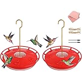 Hummingbird Feeders for Outdoors Hanging - 2 Pack No Leak Humming Bird Feeder, Easy to Clean & Fill, High View Perch, 5 Feeder Ports, Perfect for Hanging on The Tree,Yard. Hanger Incl,14 Oz