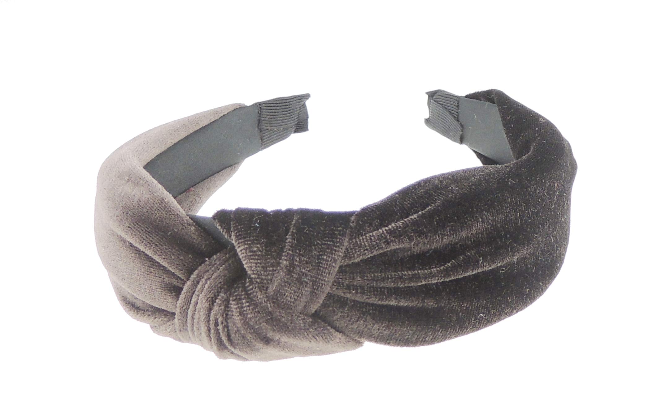 Velvet Knotted Top Knot Twist Twisted Turban Fashion Formal Evening Boho Vintage Headband Alice Band Women Hair Accessory Hairband Christmas Birthday Wedding Guest Bridesmaid (Chocolate)