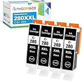 F FINDERS&CO 280 XXL PGBK Ink Cartridges Replacement for Canon PGI-280 XXL Black Ink Work with Canon TS6320 TS8320 TR7520 TR7500 TR8520 (4 * 280 PGBK)