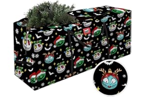 Auirre Jack Christmas Tree Storage Bag, Sally Large Oxford Storage Container for 7.5 Ft Disassembled Tree, Black Xmas Holiday Tree Case with Reinforced Carry Handles and Dual Zippers 48×15×20 inch