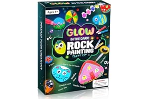 GOTEGA Kids Rock Painting Kit, Arts & Crafts Gifts for Girls and Boys Ages 4-12, Glow in The Dark Kids Activities Kits, Creative Art Paint Gifts Toys for Age 4, 5, 6, 7, 8, 9, 10, 11 & 12
