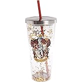 Spoontiques - Harry Potter Tumbler - Gryffindor Glitter Cup with Straw - 20 oz - Acrylic - Red