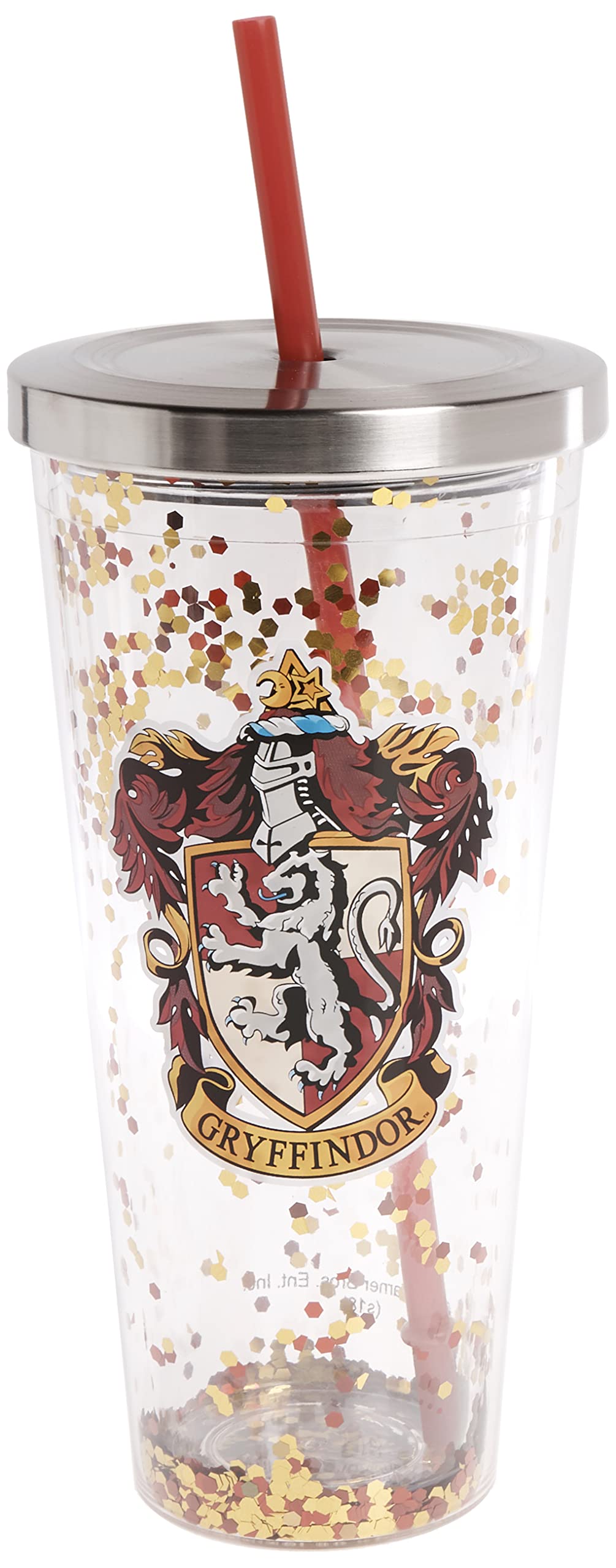 Photo 1 of Spoontiques - Harry Potter Tumbler - Gryffindor Glitter Cup with Straw - 20 oz - Acrylic - Red