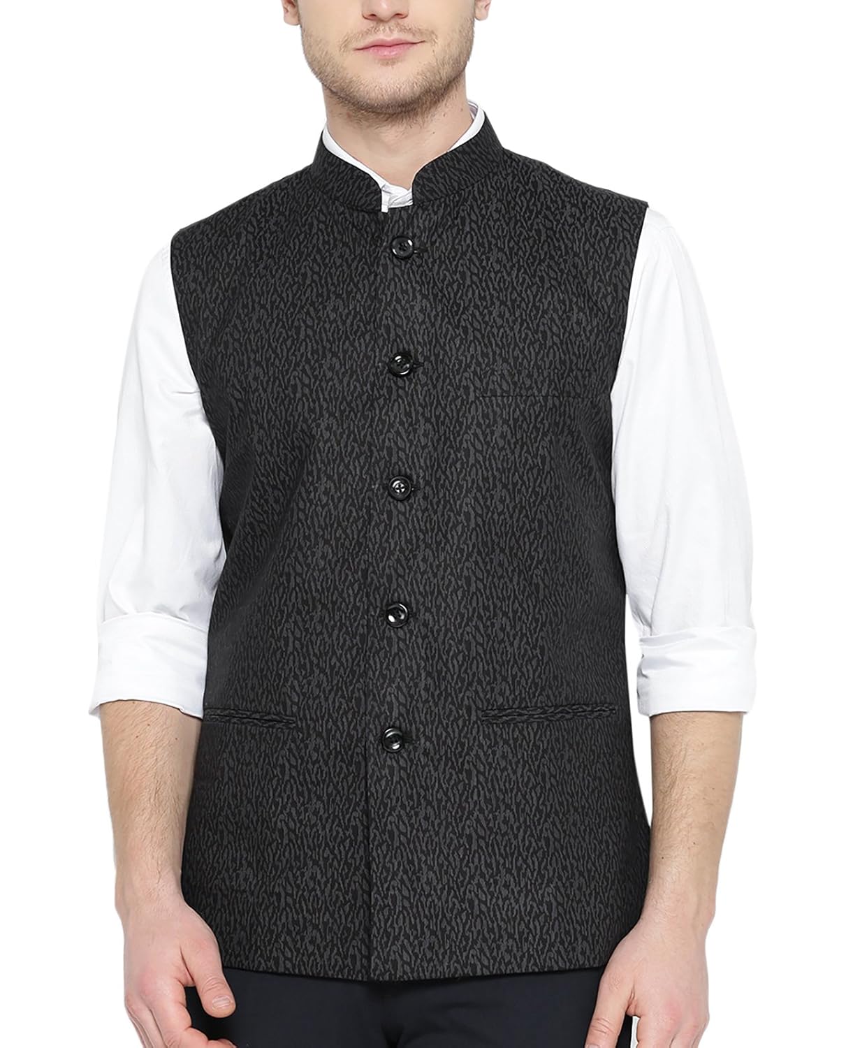 shaftesbury london men's cotton nehru jacket