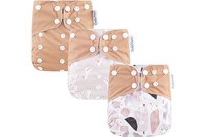 COOLAPEACH Baby Cloth Diapers One Size Adjustable Washable Reusable for Baby Girls and Boys 3 Pack with 3 Inserts