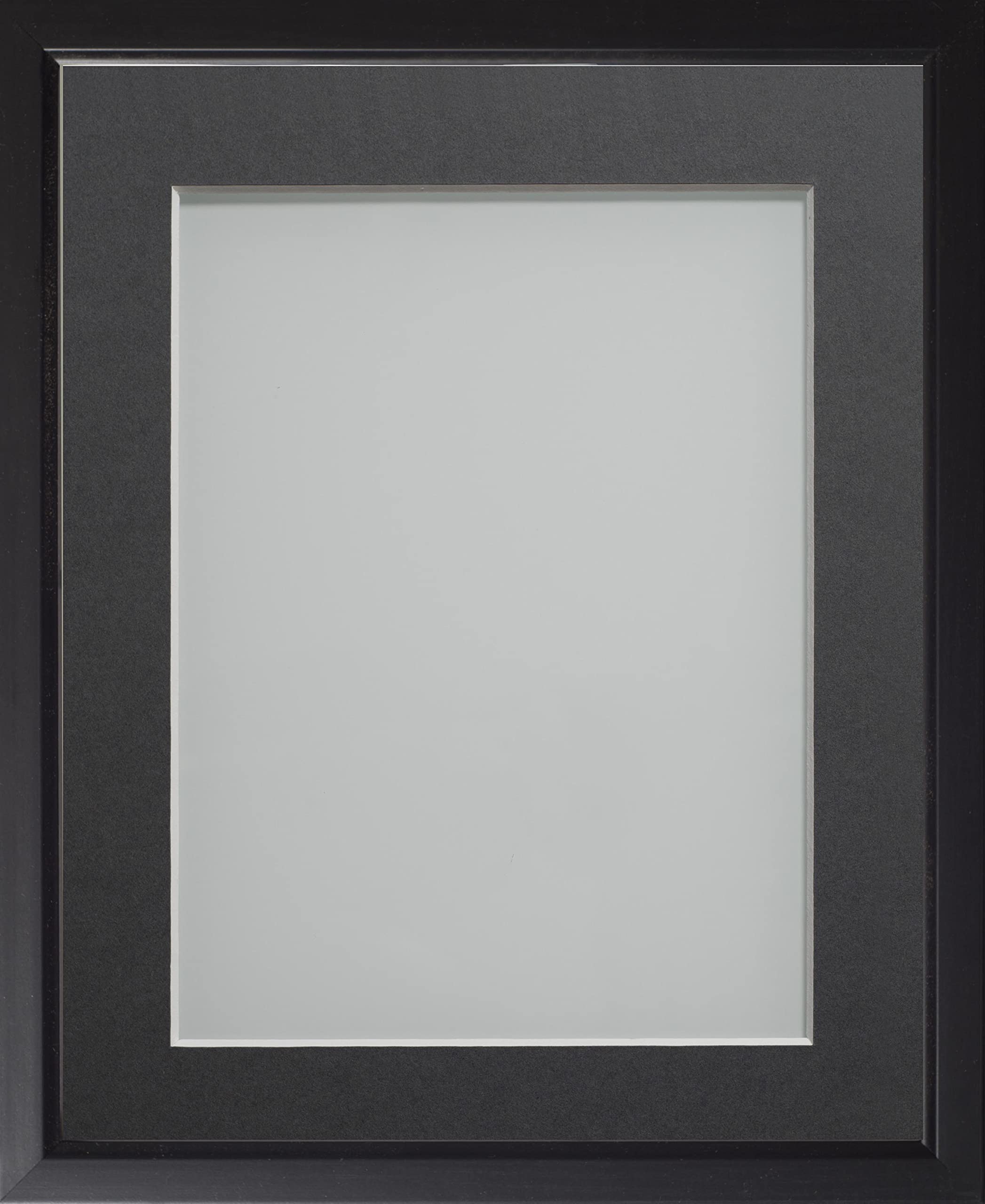 Frame Company Drayton Range Black Frame with Grey Mount, A4 for 10x6 *Choice of Sizes* Fitted with Real Glass