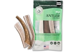 MOUNTAIN VALLEY ANTLERS Mountain Valley Elk Antlers for Dogs - 100% Natural & Organic Chew for Aggressive Chewers, No Odor, No Mess, Long Lasting - Wild-Foraged Naturally Shed Antlers in USA - Grade A, Split Small (3 Pack)