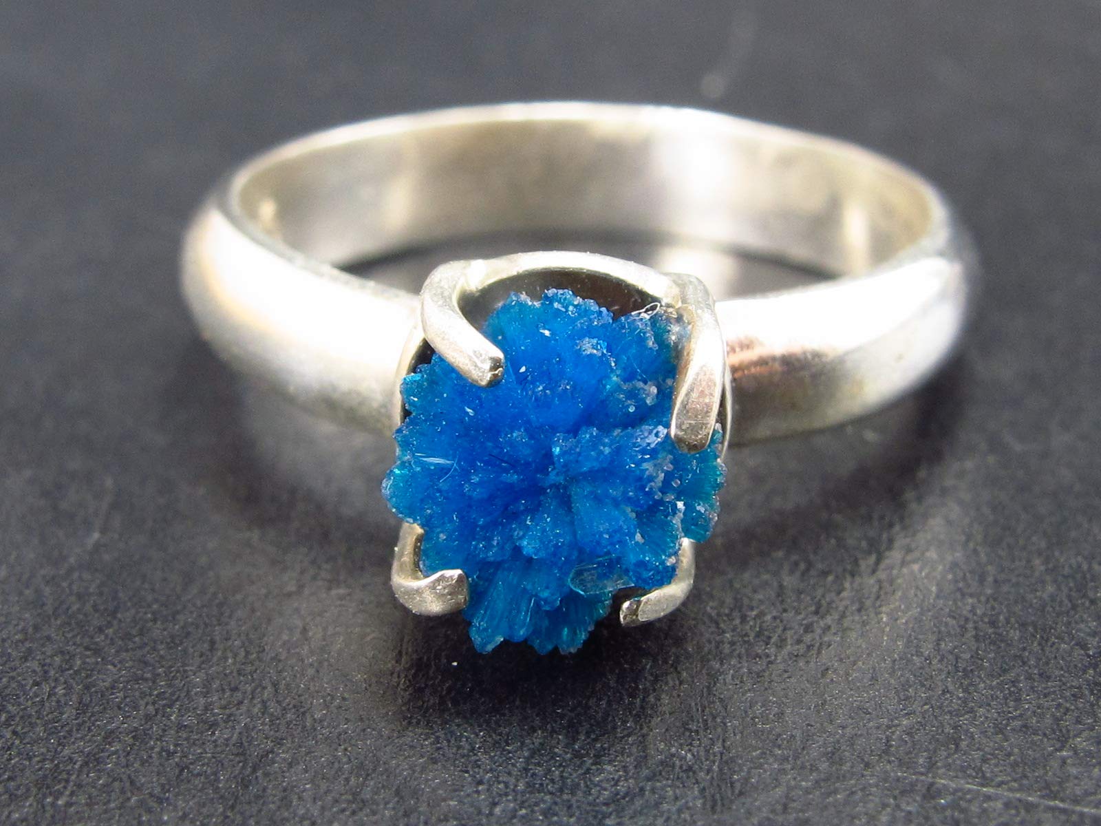 The Russian Stone Cavansite Crystal Ring In Sterling Silver From India - Size 8