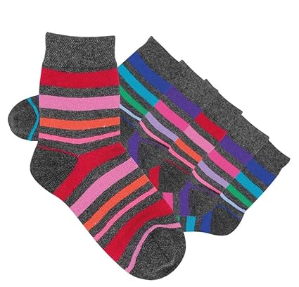 Laake 6 Paar Mädchen Socken handgekettelt Spitze ohne Naht aus besonders weicher Baumwolle Ringelsocken