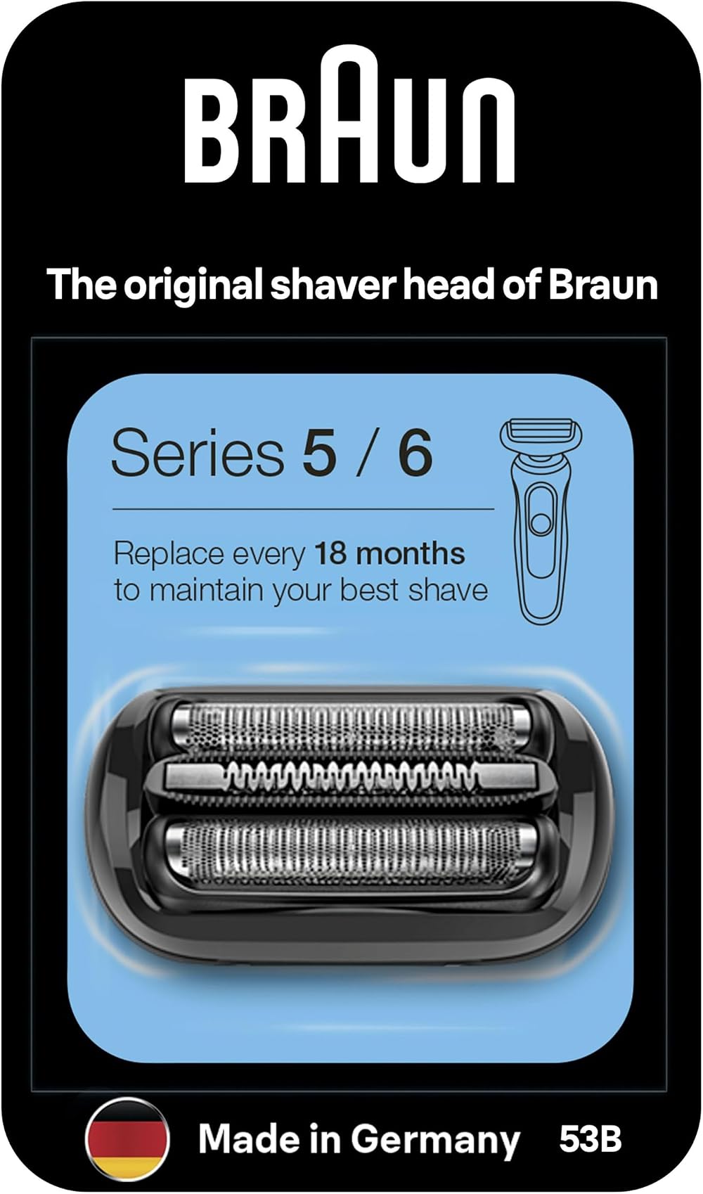 Braun Series 5 53B Replacement Shaver Head Black Original Head