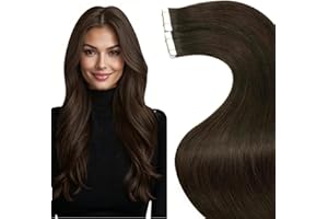 LaaVoo Human Hair Tape in Extensions Brown Tape in Hair Extensions Human Hair #2 Darkest Brown 22 Inch 50g 20pcs