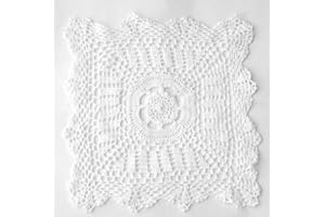 Fennco Styles Handmade Crochet Lace Cotton Doilies (18-inch Square, 2 Pack, White)